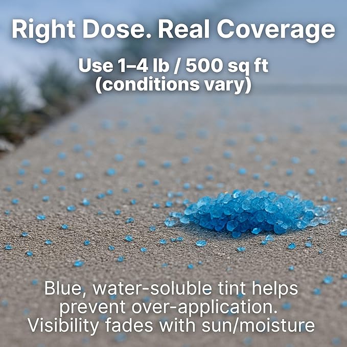 Thawtful Blue Ice & Snow Melt – Snow Melt, Rock Salt, Driveway & Sidewalk Salt for Ice, Blue Granular Rock Salt, Melts to −16°F (−27°C) – Resealable Zip Bag (5 QUARTS - 10.6 lb.)