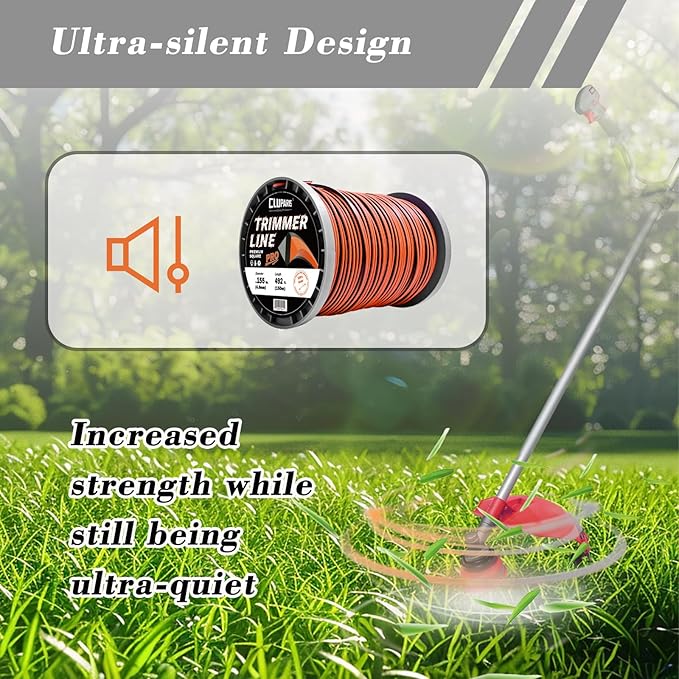 Cluparis 5-Pound Super Heavy Duty Trimmer Line .155-Inch-by-492-ft Square Pro Trimmer Line Spool 3-Component Tri-Extrusion Weed Eater String with Super Line Cutter