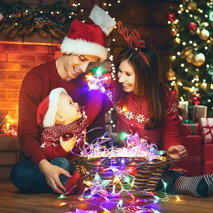 Christmas Lights Outdoor Decorations 218 LED 13.8ft Curtain Fairy Lights with 12 Drops, Clear Wire LED String Light Decor with 8 Modes for Wedding Party Holiday Christmas Home Indoor Outdoor Decor