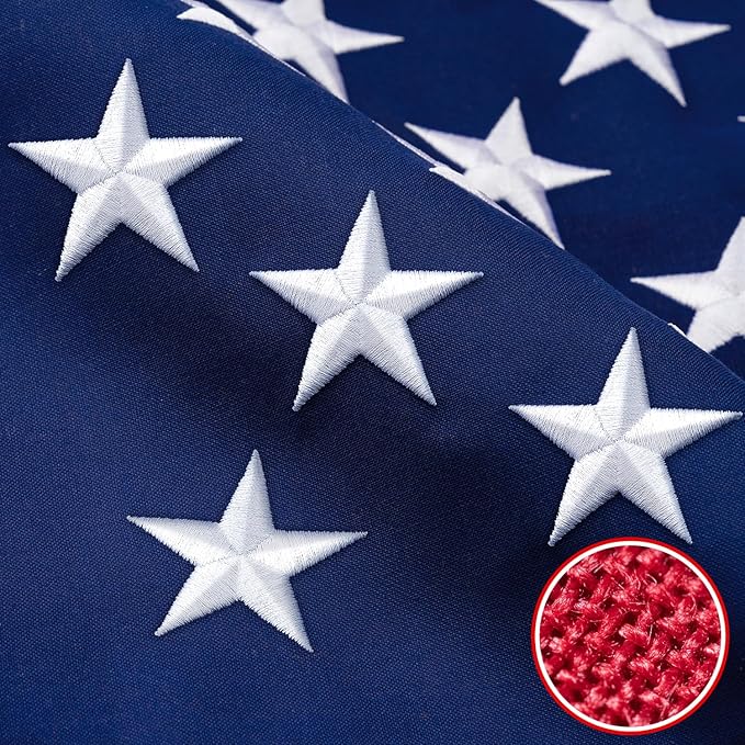 American Flag 10x15 FT TearProof Series, Heavy Duty Tough Spun Polyester USA Flags High Wind for Outside Outdoor with Durable Embroidered Stars Sewn Stripes 5 Brass Grommets