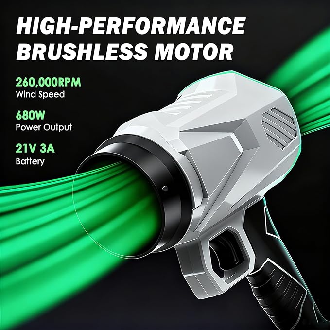 Leaf Blower Cordless, 21V Electric Handheld Leaf Blower with 3 Extension Tubes & 2×4.0Ah Batteries,Adjustable Speed, Lightweight Electric Blower for Lawn Care, Leaves & Dust Cleaning