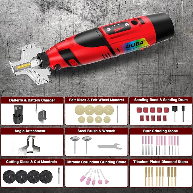 Electric Chainsaw Sharpener Kit - Cordless Chain Saw Sharpener Tool 54 PCS Sharpener Accessories, with Diamond Sharpening Wheels, Wrench for All Chainsaw Chains