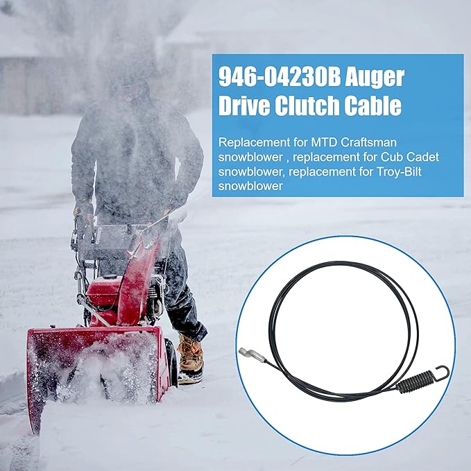2Pack 746-04230B Auger Control Cable Replacement for MTD Troy-Bilt Cub-Cadet Snow Blower, 946-04230 Auger Clutch Cable Replacement for Yard Machines Snow Thrower 946-04230A 946-04230