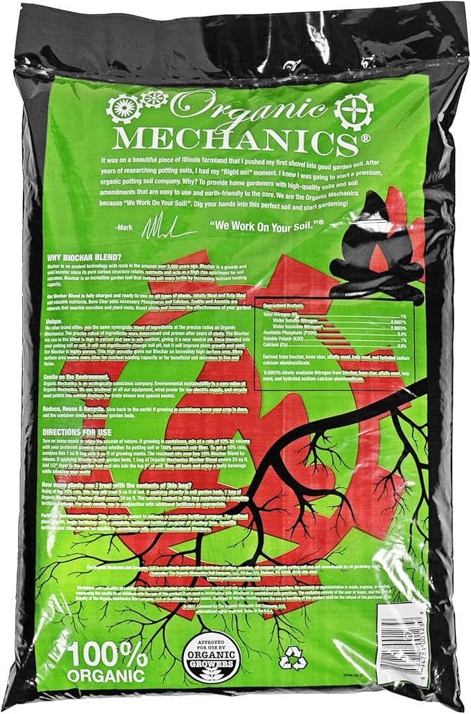 Biochar Soil Blend, 1 Cubic Foot - Enhances Plant Growth with Bone Char, Worm Castings, and Compost for Garden Beds & Containers - Eco-Friendly & Locally Sourced