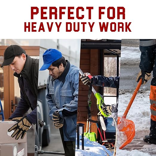 HANDLANDY Insulated Winter Work Gloves for Men, 3m Thinsulate Thermal Impact Gloves with Touchscreen for Cold Weather (Tan, Medium)