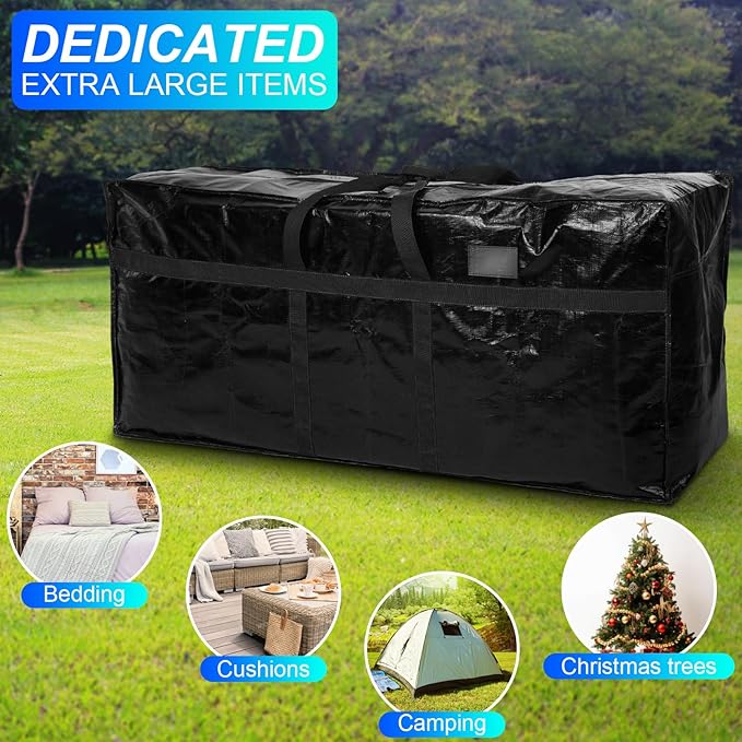 4 Pcs 66 Gallon Large Moving Bags with Zipper and Handles Foldable Storage Duffle Bags Heavy Duty Extra Large Totes for College Dorm Travel Clothes Blankets Bedding Moving (Black, Blue)