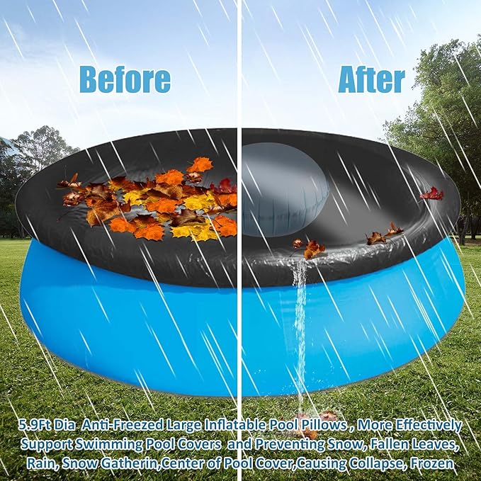 6ft Pool Pillows for Above Ground Pools, Heavy Duty Swimming Pool Air Pillow 0.3mm Thickened Pool Closing Winter Kit Pool Cover Float Balloon with String Repair Tape for Winterizing Ice Equalizer