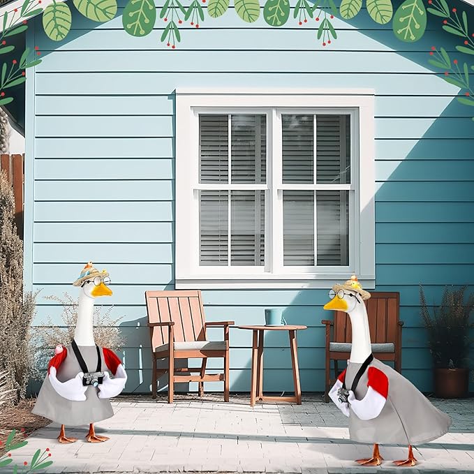 Geyoga Goose Outfit for 23 Inch Cement Plastic Porch Bird Watching Theme Goose Clothe Gift for Bird Lovers Outdoor Yard Lawn Garden Costume