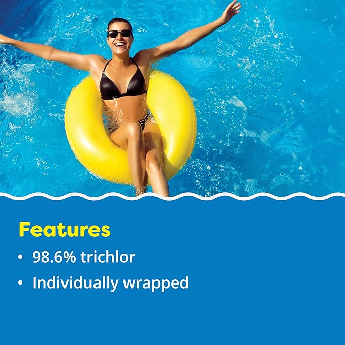 In The Swim 4 Inch Chlorine Sticks for Sanitizing Swimming Pools - Individually Wrapped, Slow Dissolving, Stabilized Chlorine Sanitizer - 90% Available Chlorine, 99% Trichlor - 50 Pounds