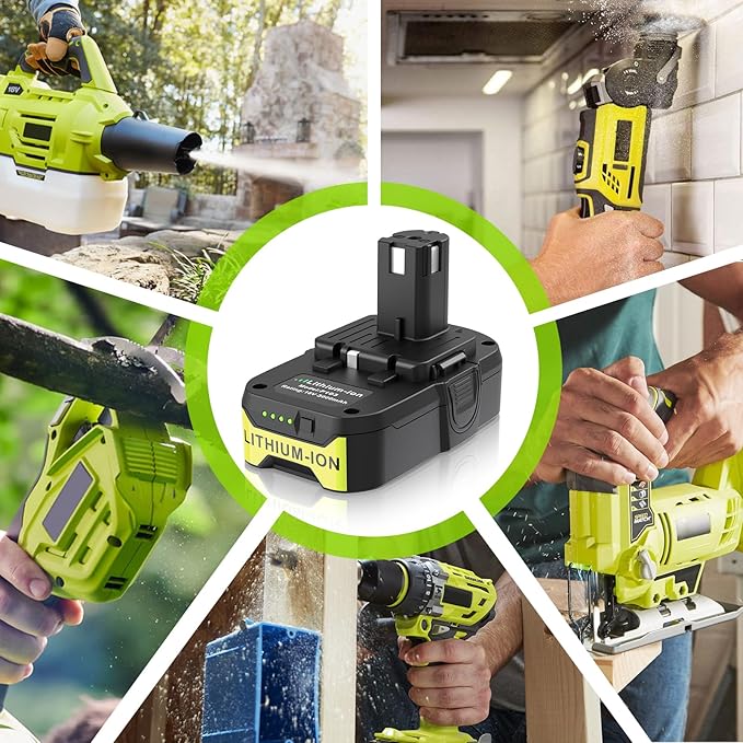 ARyee 3000mAh P108 Compatible with Ryobi Lithium Battery 18 Volt ONE+ P102 P103 P104 P105 P107 P108 P109 P190 P191 P122 with LED