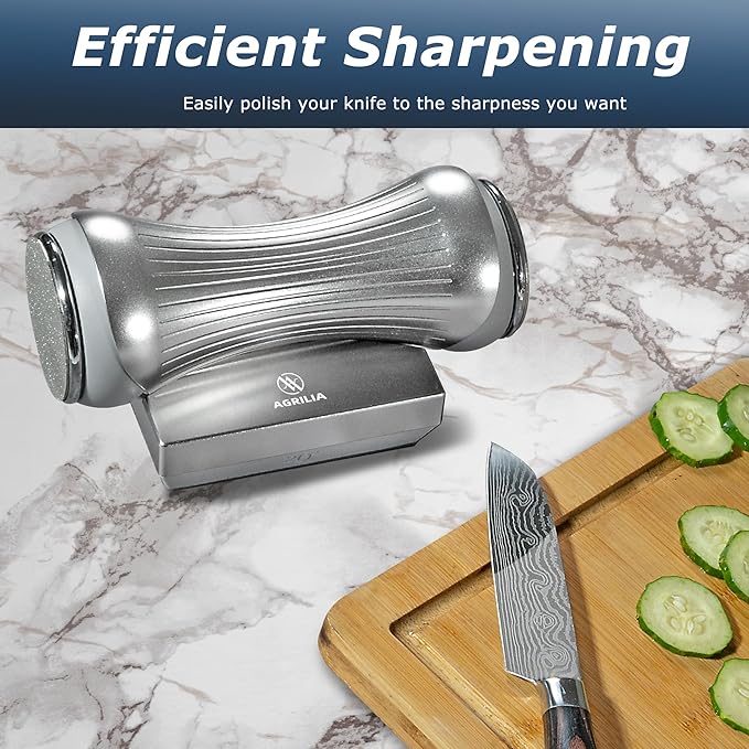 Rolling Knife Sharpener for Straight Edges - Premium Sharpening Kit for all Knife Set - 360 & 600 Diamond - 1000 & 3000 Discs for All Hardness Levels - Gripable Aluminum Body, 4 Angles