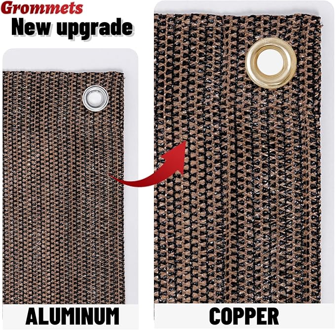 SUNNY GUARD Shade Cloth Custom Size 15x16 FT Sun Shade Screen Fabric Shade Cover Tarp with Grommets for Pergola Backyard Garden, Brown(We Customized)