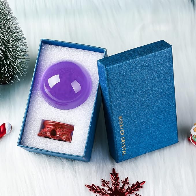 Purple Crystal Ball 60mm Crystal Ball with Wooden Stand and Gift Box for Magic,lensball Photography,Family Decorative,Fortune Teller,Feng Shui,Witchcraft,Witchy Gifts,Witch Decor,and Halloween Decor