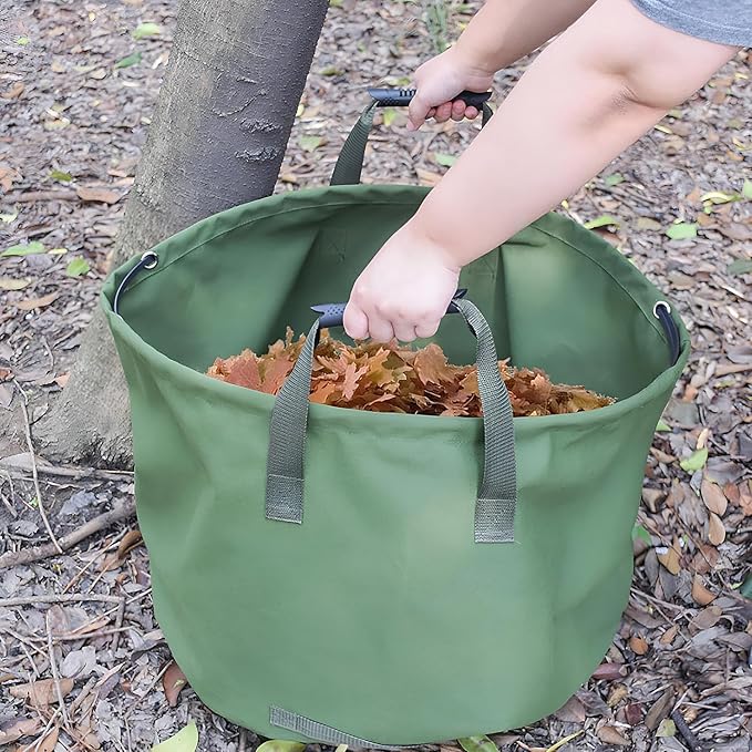 ELK 33-Gallon Non Self-Standing Multipurpose Garden Leaf Waste Bag - Durable Canvas for Yard Cleaning, Harvesting, and Storage - Heavy Duty with Rubber Handles and PVC Elastic Bone - 22" W x 18" H