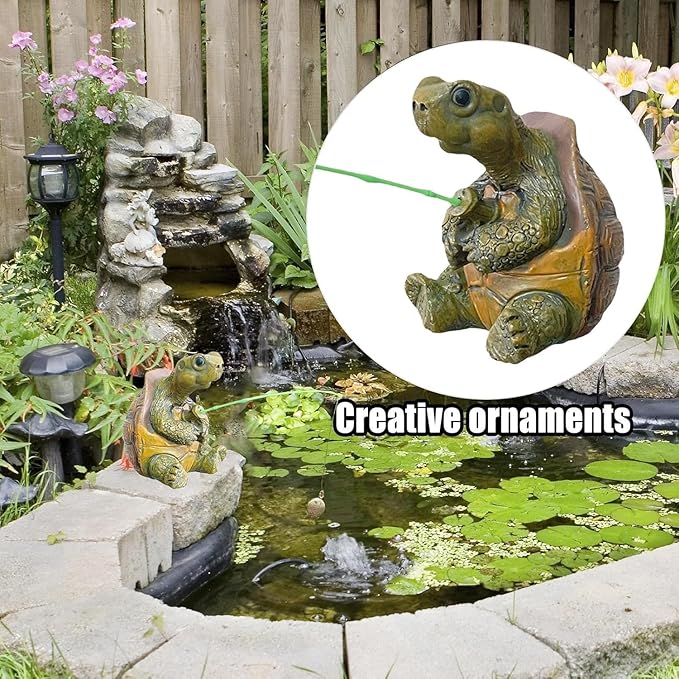 Banax Charming Resin Turtle Fishing Statue, Statue Cute Handmade Turtles Figurine Decor for Outdoor Garden, Patio, and Pond Decor, Ideal Gift Turtle Decor