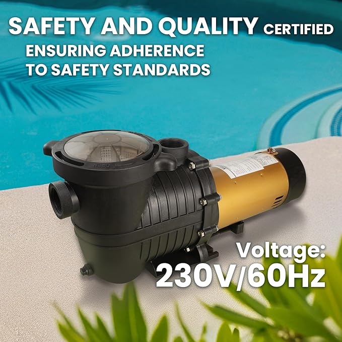 XtremepowerUS In-Ground Swimming Pool Pump Spa 1.75HP Dual Speed High Flow 5,280 GPH 1.5" NPT w/ Slip-On Fitting Included, Filter Basket, 230V