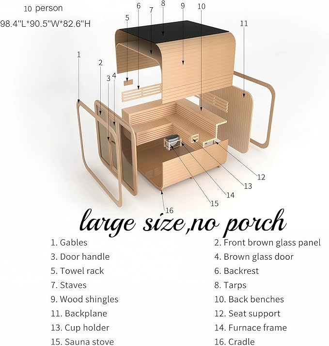 Customize Outdoor Steam Sauna 4-10 Person, Canadian Hemlock, Red Cedar Sauna, Porch Option, Glass Window Option, Wood Burning Stove or Harvia Heater, ETL Certificate(0-195 °F)