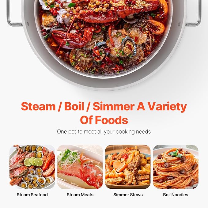 VEVOR 60 Qt Seafood Boiling Kit with Strainer, Outdoor Seafood Boil Pot and Basket, Cooking Set for Crab Crawfish Lobster Boiling, Aluminum Stockpot with 100,000 BTUs Propane Burner and Steamer Rack