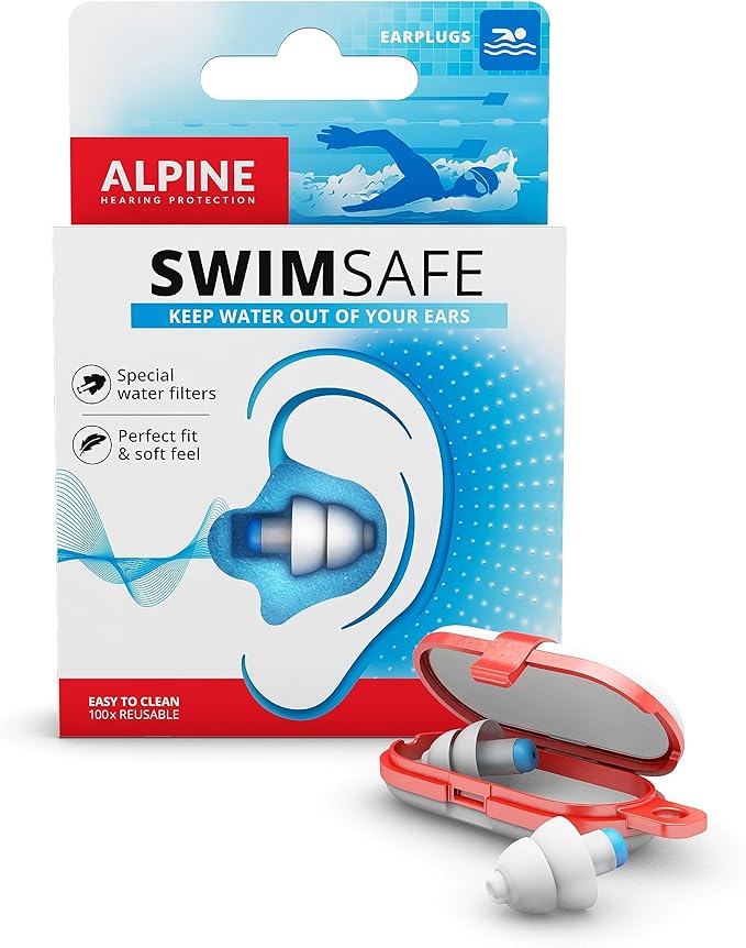 Alpine SwimSafe - Ear Plugs for Swimming - Ear Protection Against Water - Comfortable Waterproof Earplugs with Filter - Hyopoallergenic & Sustainable