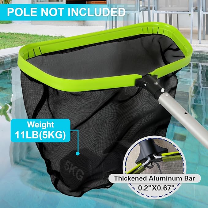 Sepetrel,Pool Net,Professional Swimming Pool Leaf Skimmer Nets for Cleaning with Nylon Deep Bag,Heavy Duty Aluminum Frame & Handle Rake(Pole Not Included)