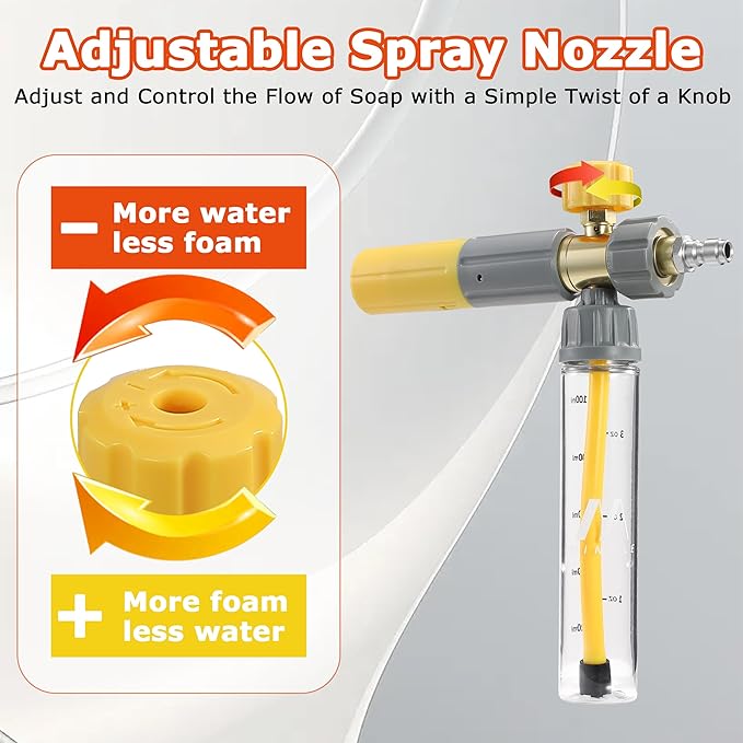 M MINGLE Pressure Washer Gun with Mini Foam Cannon, Dual Connector Accessory, Undiluted Foam Blaster with 5 Nozzle Tips, 1/4" Quick Connect for Car Wash, Patio, Deck Cleaning
