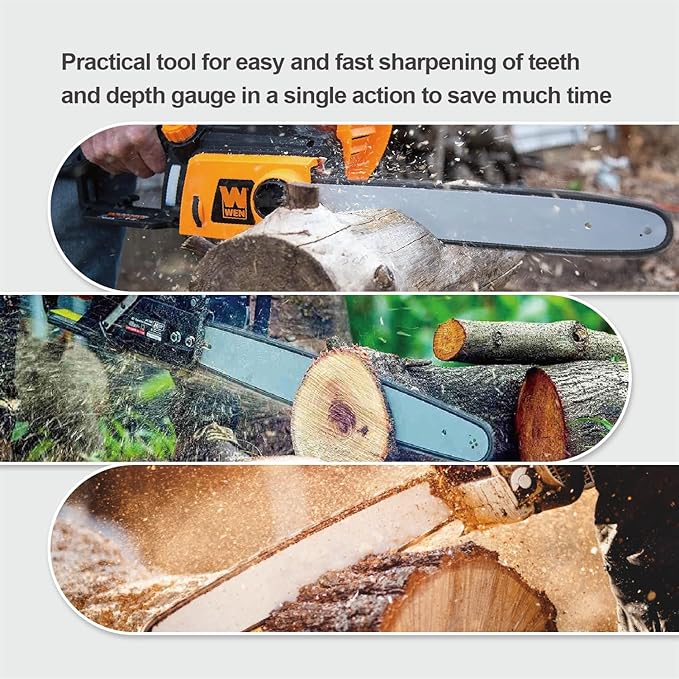 2-in-1 Chainsaw Sharpener with Pitch 3/8" (0.375”), File Diameter 5/32" (4.0 mm), Easy File Chain Saw Sharpener Tool, Replaces 56057504303