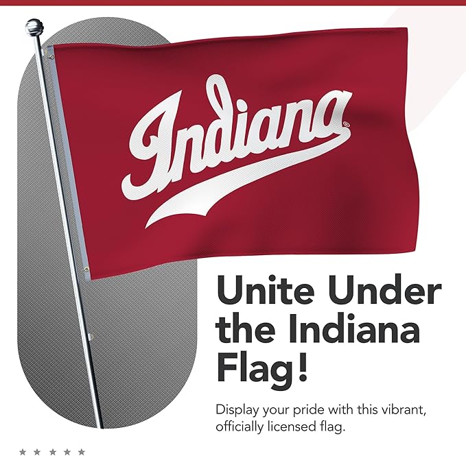 Indiana Hoosiers College Sports Printed Flag - NCAA Licensed - Nylon - School Banner (White, Red) (4' x 6')