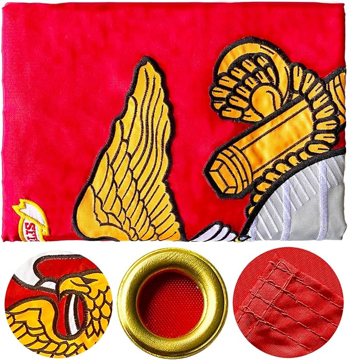 Embroidered Double Sided Marine Corps USMC Flag 3x5ft Outdoor- 3Ply Heavy Duty 300D Nylon 4 Rows Sewn- All Weather United States Official Marines Corps Flags Banner with 2 Brass Grommets