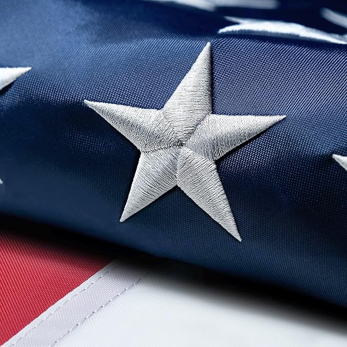 American Flag 3x5 FT Outdoor, Heavy Duty High Wind US Flag, Embroidered Stars, Sewn Stripes, Brass Grommets, Indestructible Tough USA Flags Suitable for Outside