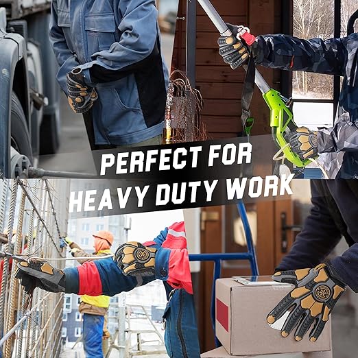 HANDLANDY Winter Water Resistant Work Gloves for Men, Insulated Heavy Duty Mechanic Glove for Cold Weather (Coffee-insulated, Medium)