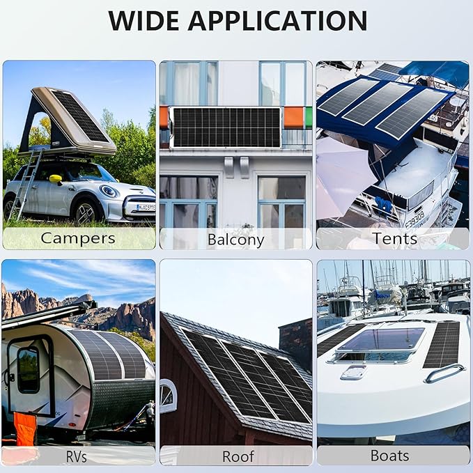 XINPUGUANG 100w Flexible Solar Panels 24V 1000W Solar System Kit Monocrystalline Cell Module 45A Controller 2000W Inverter for Off Grid Battery Charger for Cabin RV Boat Trailer