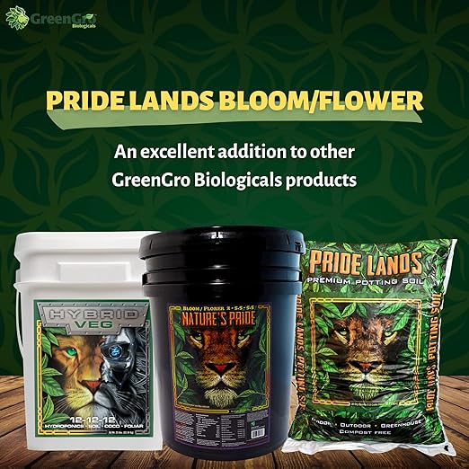 Pride Lands Premium Organic Bloom Fertilizer with NO Fillers, Bigger Buds and Flowers, Brighter Plants with Our Complete Bloom Nutrients, Recharge Soil and Boost Growth with Optimal Blend of NPK, 2 lb