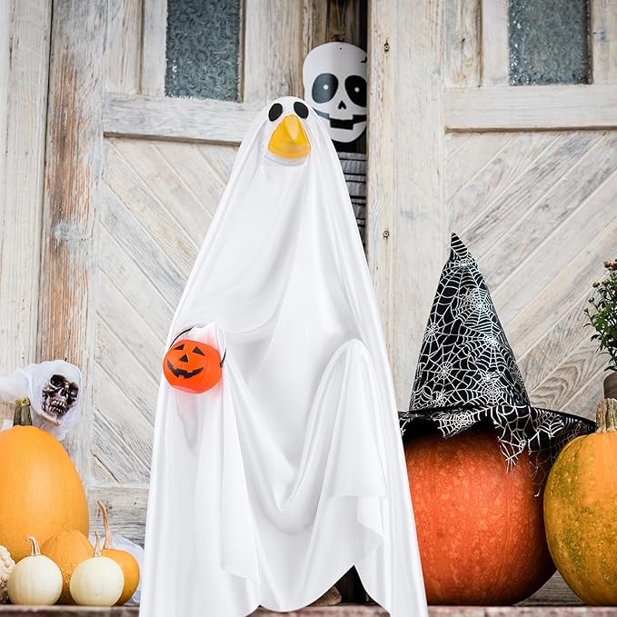 Halloween Goose Outfit Ghost Porch Outfits Yard Clothes Silly Lawn Shirt for 23'' Cement Plastic Duck Decorations