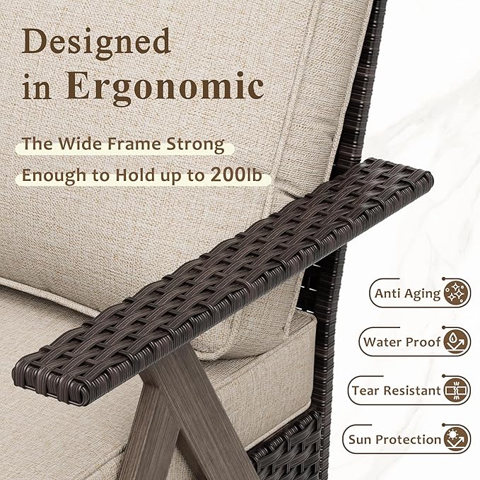 Outdoor Swivel Rocker Chairs Set of 4, Wicker Swivel Patio Chair with Ottomans, Patio Furniture Set for Outside Backyard
