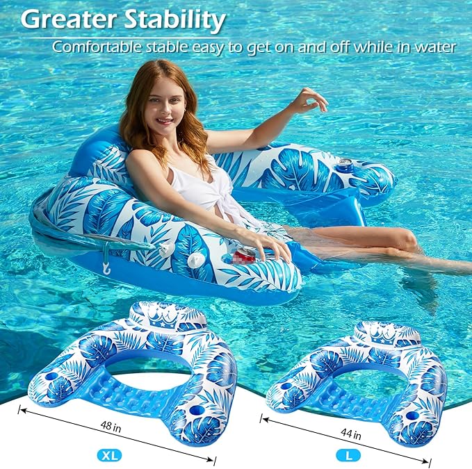 Jasonwell Pool Float with Canopy - Inflatable Pool Floaties Adult Floating Pool Chair Lounge Floats for Swimming Pool Water Chair Pool Lounger with Cup Holders Pool Toy Party Floaty for Adults