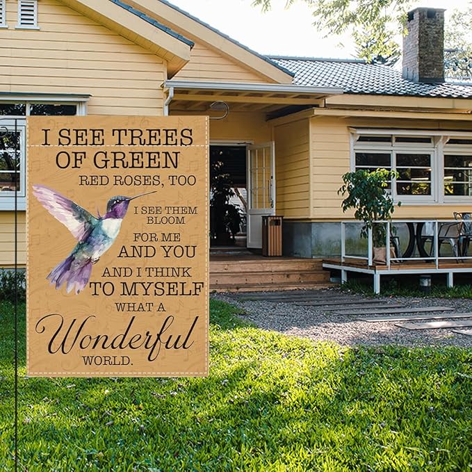 Hummingbird Garden Flag Home Farmhouse Holiday Outside Outdoor Lawn Decorations Yard Flag Double Sided 12x18 Inch