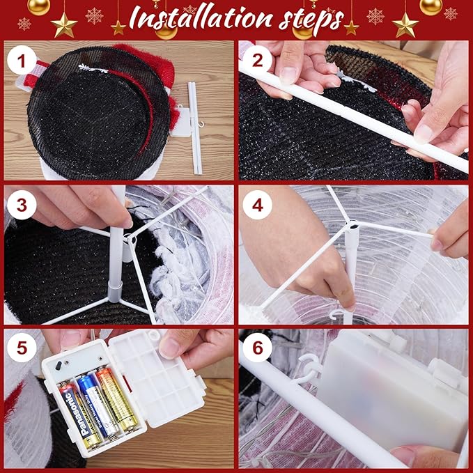 Christmas Standing Light-Up Snowman Decoration Features a Santa hat and Gift Box, Battery Operated Light-Up Christmas Decorations for porches, lawns, Yards, Indoor and Outdoor (2.75 Ft)