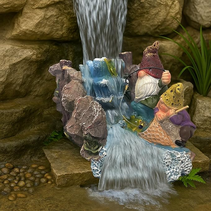 Gollum Splash Block – Decorative Resin Downspout Diverter & Water Feature, 11.4” x 6.3” x 6.9”, Durable Rainwater Drainage Statue for Garden, Patio, Yard, Pond or Aquarium, Outdoor Dwarf Gutter Décor