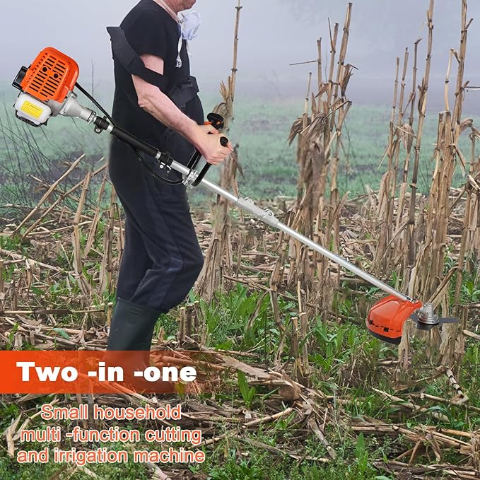 Weed Eater Gas Powered,52cc 2-Stroke Weed Wacker,2 in 1 Multi-Functional Grass Strimmer Petrol Hedge Trimmer,Gas Powered String Trimmer Brush Cutter for Garden Yard 2.2KW/8500rpm