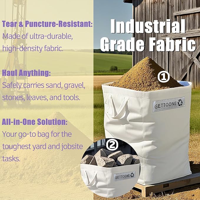 Lawn Bags for Yard Waste | Heavy-Duty Collapsible Leaf Bag, 24 Gallon Reusable Garden Clippings Container & Outdoor Trash Can with 2 Carry Handles (Square Middle)