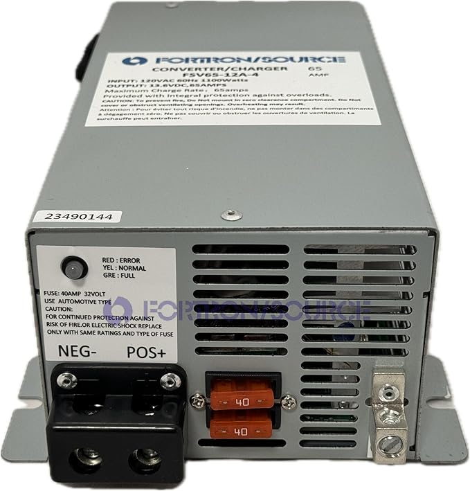 RV Power Converter | 65 Amp | 4-Stage Battery Charger | Fortron/Source SRV Series Power Supply | AC-DC Converts 120VAC to 13.75VDC | FSV65-12A-4