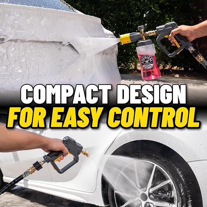 Chemical Guys Snubby Pressure Washer Gun with Foam Cannon Attachment - Short Handle for Gas and Electric Pressure Washers, Ideal for Car Washing, Detailing, and Home Cleaning Projects