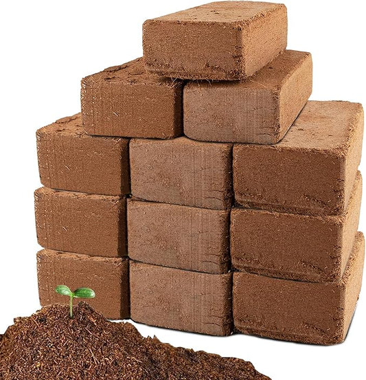 Anothera Coco Coir Brick for Plants- 12 Pack Premium 100% Organic Peat Moss Mix with Low EC & pH Balance, Fiber Coconut Husk for Planting, Gardening, Potting Soil Substrate