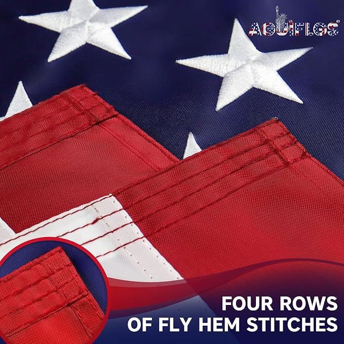 American Flag 5x8 Ft for Outside, Heavy Duty Nylon US Flag for High Wind, Durable Embroidered Stars, Sewn Stripes, Brass Grommets, Fade Resistant Waterproof USA Flags
