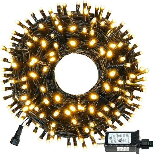 Connectable 100LED 33Ft 13Modes String Lights Indoor Outdoor | Extendable Green Wire Warm White Christmas Tree Lights with Timer | Twinkle Fairy Light Plug in for Xmas Tree Garden Decor(Warm White)