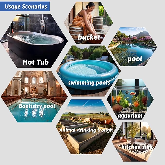 3500W 240V Immersion Water Heater Portable Electric Pool and Hot Tub Submersible Water Heater with WiFi Timer and Auto Shut for Bathtub, Spa, Swimming pool, above ground pool and baptism pool