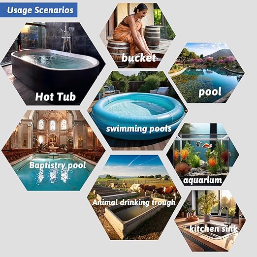 1800W Immersion Water Heater Portable Electric Bathtub & Inflatable Pool Submersible Water Heater with Thermostat, GFCI for Bucket, Swimming Pool, Baptistry, Sap, Above Ground Pool & Hot Tub