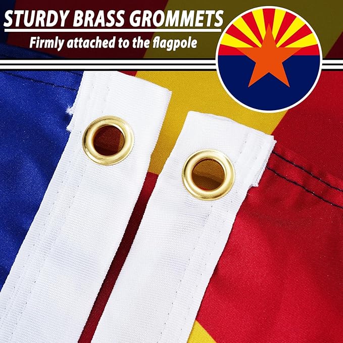 FLAGWIN Arizona Flag 3x5 FT - Double Sided Flag Outdoor 3 Ply - Vivid Color and Fade Proof State of Arizona Flags with Brass Grommets