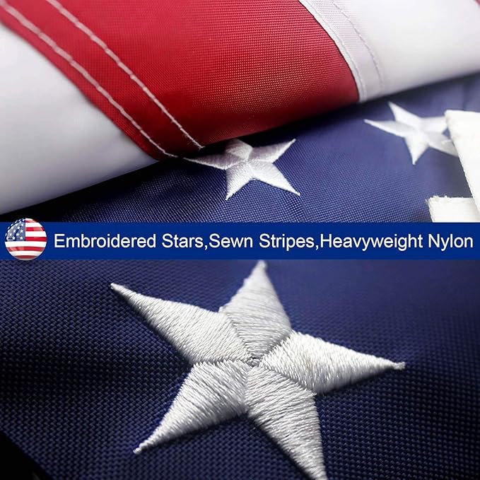12x18 FT Extra Large American Flag for Outside, Best Embroidered Stars And Sewn Stripes, 420D Heavy Duty Polyester, Suitable For Outdoor High Winds Areas (American flag 12x18 FT)