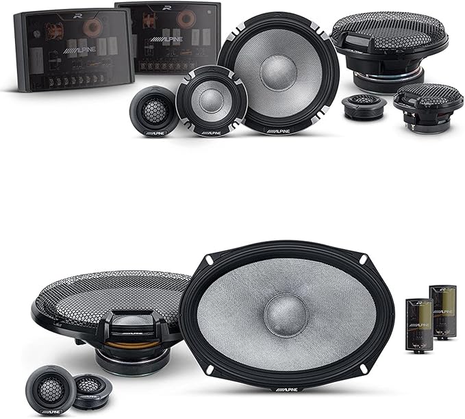 Alpine 6.5" & 6x9 R2 High-Resolution Speaker Bundle - A Pair of R2-S6533-Way Component Speakers & a Pair of R2-S69C 6x9 Component Speakers
